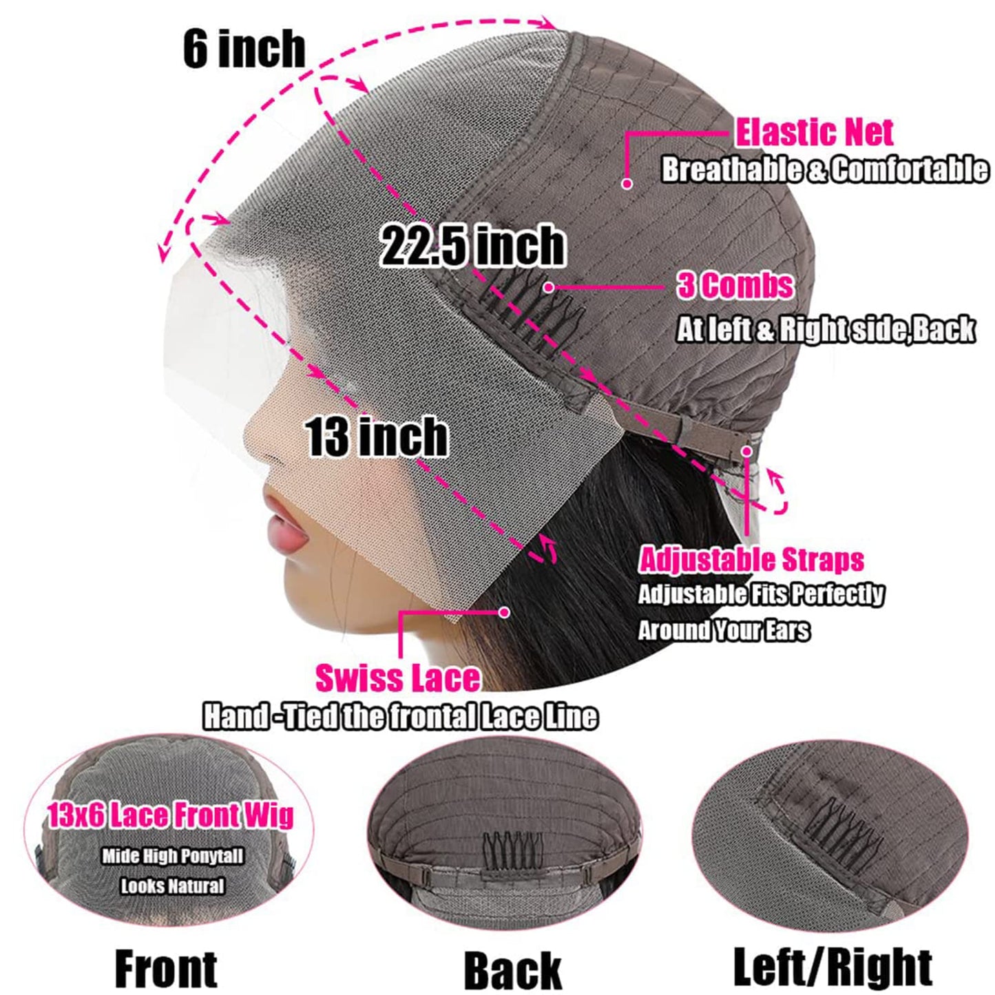30 Inch Lace Front Wig Human Hair 13x6 HD Body Wave Lace Front Wigs Human Hair Pre Plucked 180 Density Frontal Wigs Human Hair wigs for Black Women 10A Glueless Wigs Human Hair Pre Plucked wig