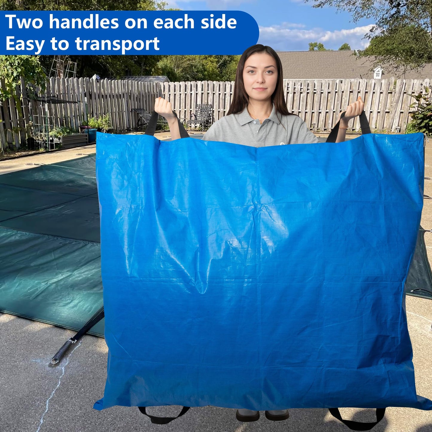 Adnee Pool Cover Storage Bag with 4 Carry Handles,48x57 Inch Waterproof Pool Safety Cover Stowaway Bag, Pool Cover Packing Bags for Pool Covers Organizing