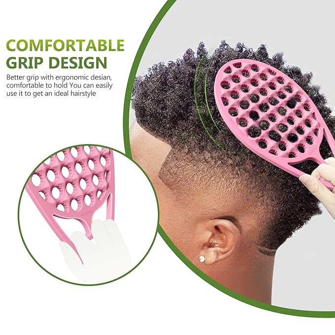 KOUPA Magic Silicone Curly Hair Brush, One Piece Twist Curl Comb for Afro Curls, Washable Hair Tool for Men Women, Pink, 1 Piece