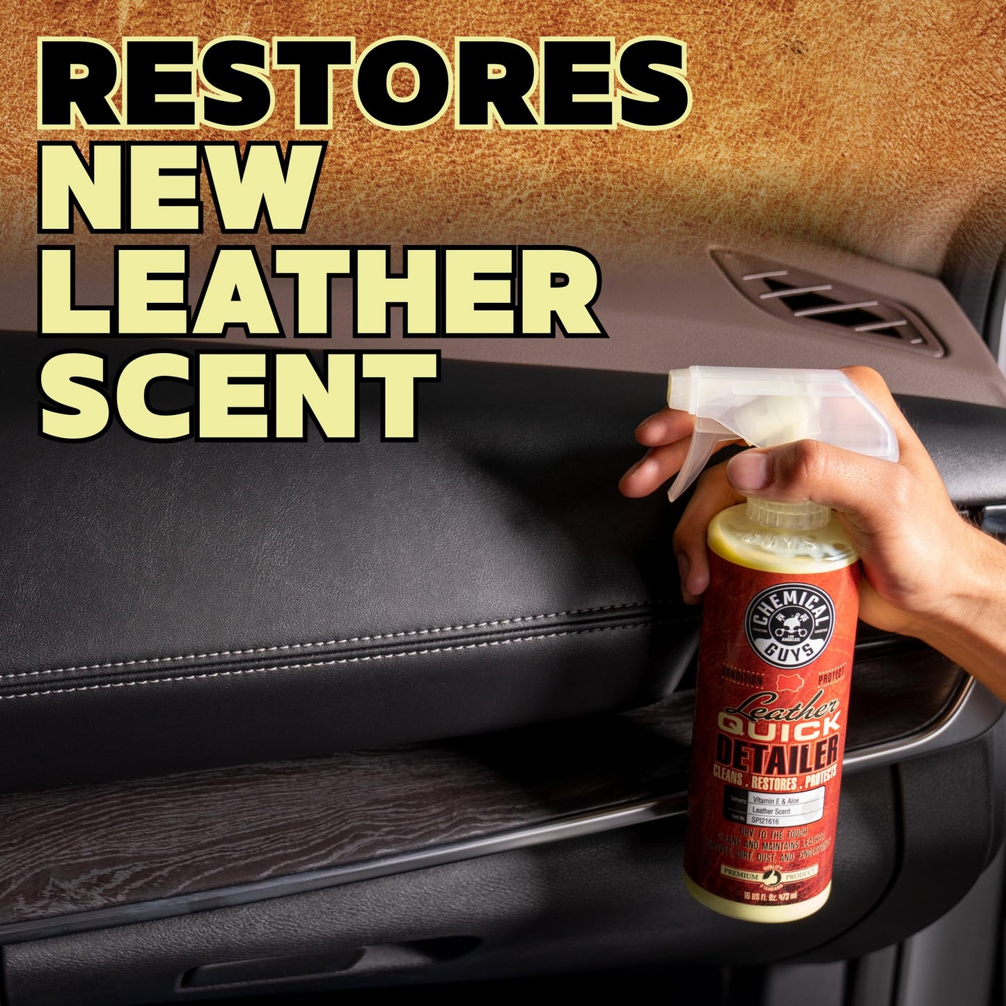 Chemical Guys Leather Quick Detailer for Car Interiors, Furniture, Apparel, Shoes, Sneakers, Boots, and More (Works on Natural, Synthetic, Pleather, Faux Leather and More), 32 fl oz