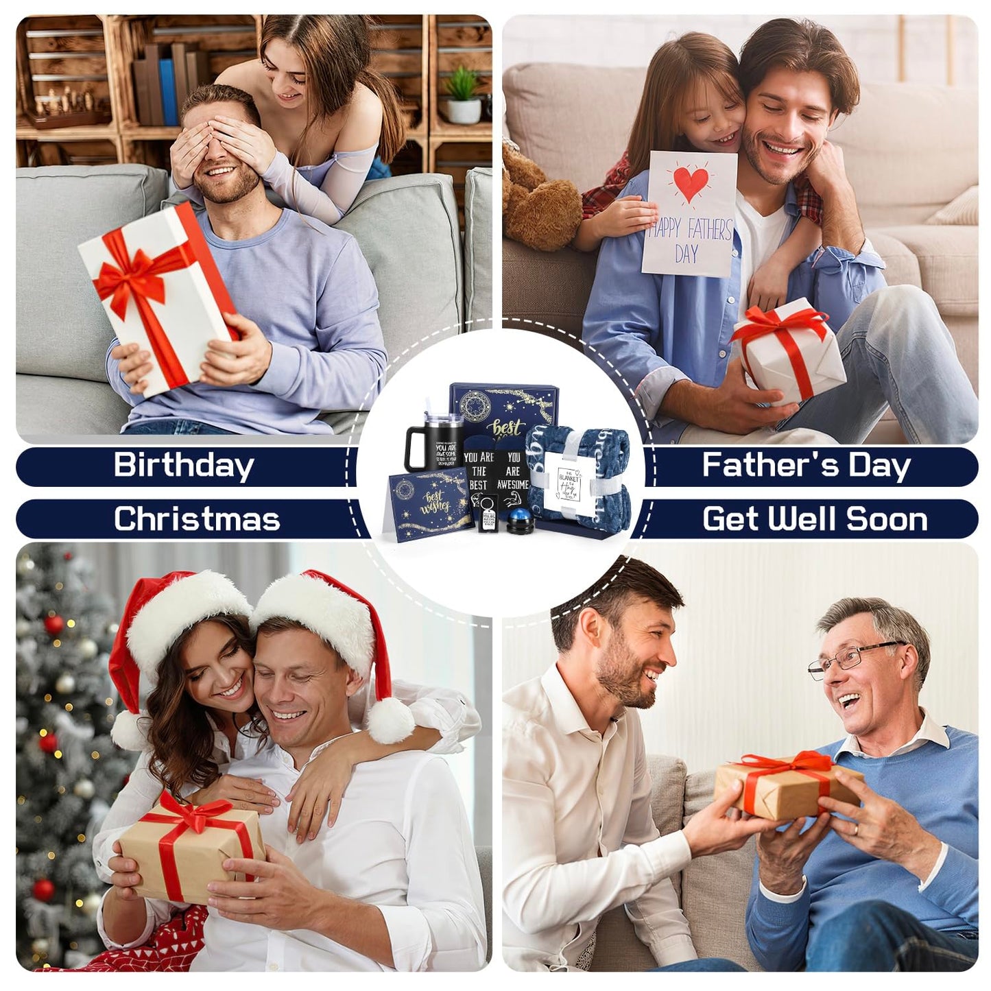 Gift Baskets for Men - Best Birthday Gifts Box, Anniversary Gift Set, Boyfriend Gift Kit, Get Well Soon Basket, Self Care Package, Unique Ideas Present for Man Him Dad Brother Husband Boy Friend