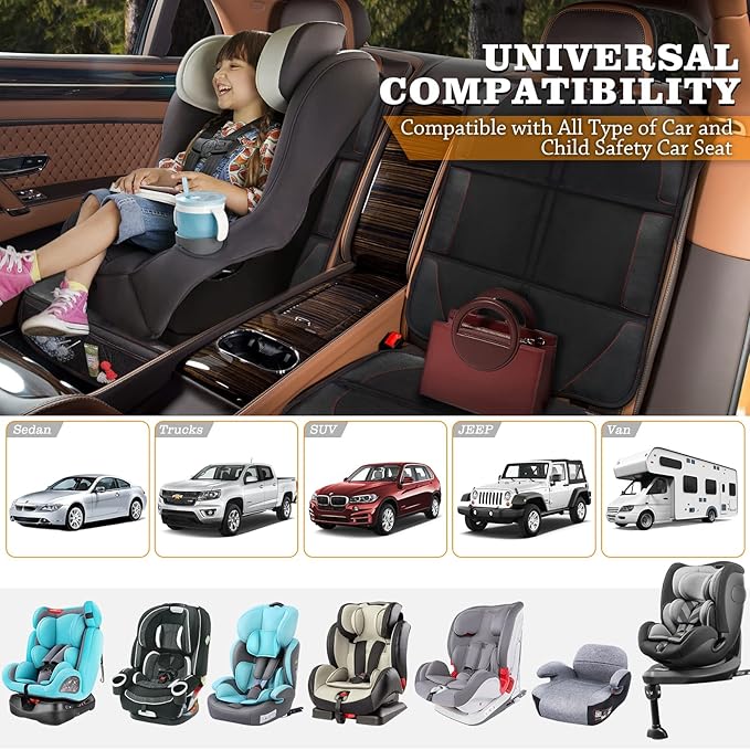 Bacgnyer Car Seat Protector, 1 Pack of Seat Protectors, Thickest Padded 600D Fabric Padding, Waterproof, Durable, Anti Slip Backing, Child Seat Protection, Suitable for Babies, Toddlers, Children