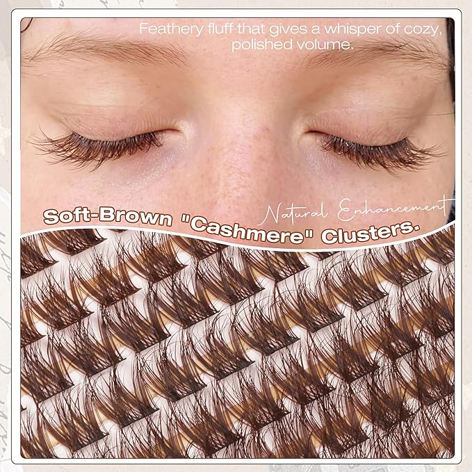 Mavphnee Brown Cluster Lashes Fluffy Eyelash Extensions Wispy Lash Clusters Natural Eyelash Clusters Dark Brown Lash Clusters Soft DIY Individual Lash Extesnions (8-16MM, CC Curve)