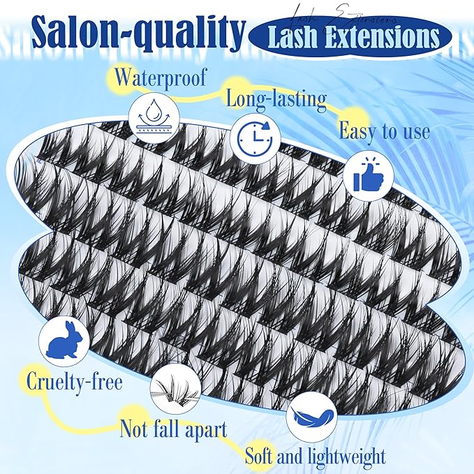Flora Lash Clusters Kit Wispy Cluster Eyelash Extensions Natural Lash Extension Kit D Curly Fluffy Lashes Clusters Kit 10-18mm Eyelash Extension Kit Thin Band Individual Lashes by Lanflower