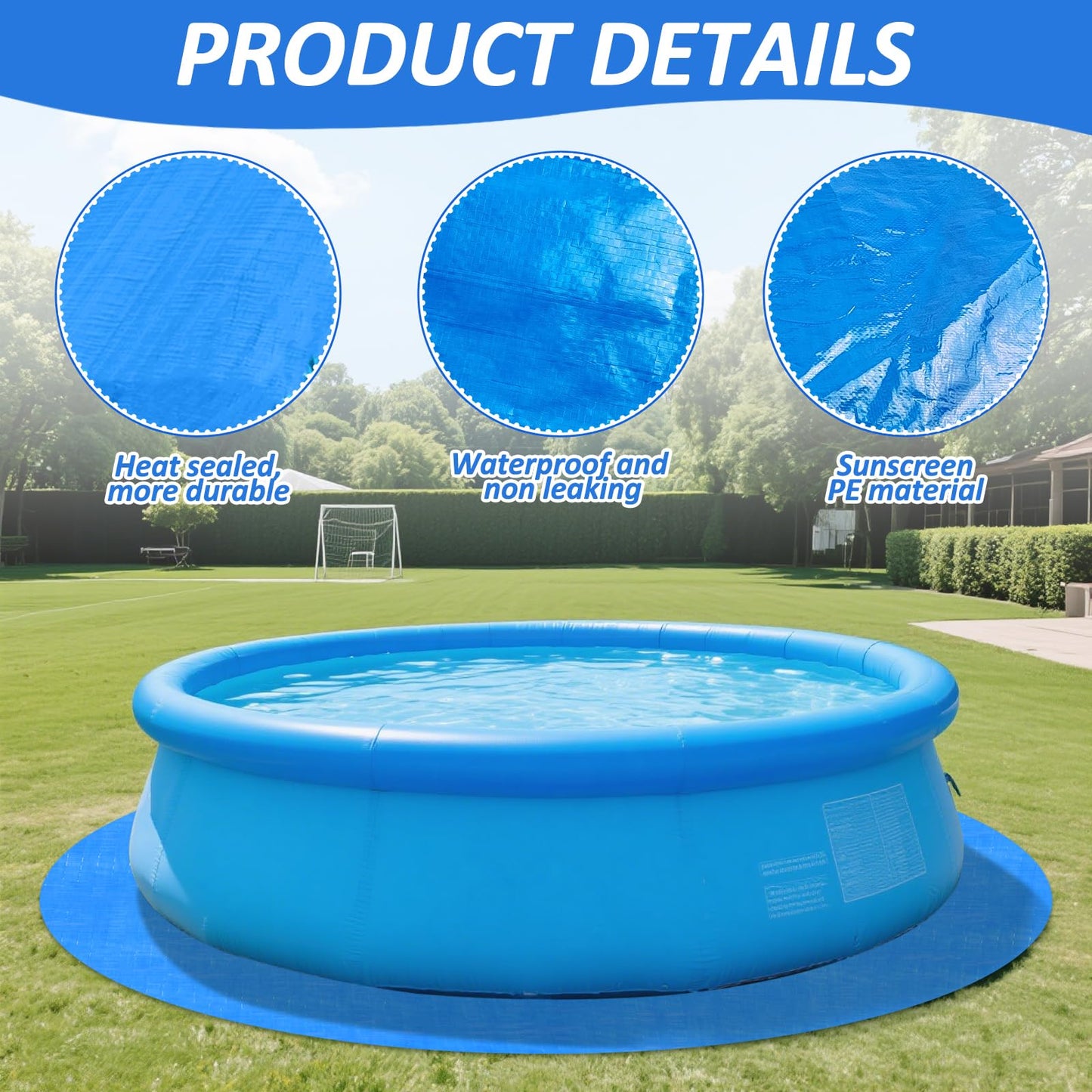YEXEXINM 11Ft Round Pool Ground Cloths Swimming Pool Ground Cloth,Round Pool Liner Pad for 10ft Above Ground Swimming Pool,Heavy Duty Pool Ground Mat Protector to Prevent Puncture Pool Ground Tarp