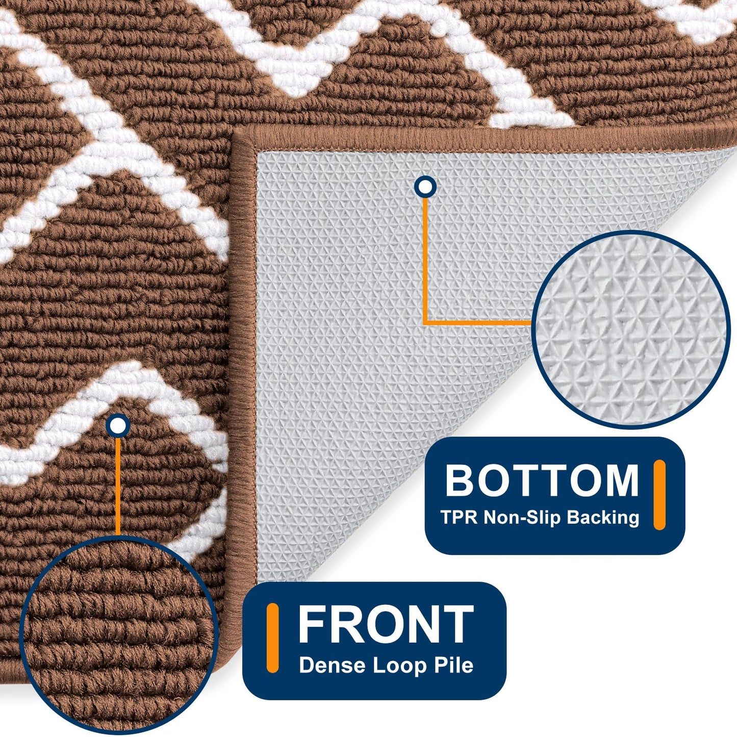 OLANLY Front Door Mat, Non-Slip Rubber Backing, Dirt Resistant and Absorbent, Washable, Easy to Clean Low-Profile Indoor Doormat for Back Door, Entryway, Inside Entrance, 48x32, Coffee