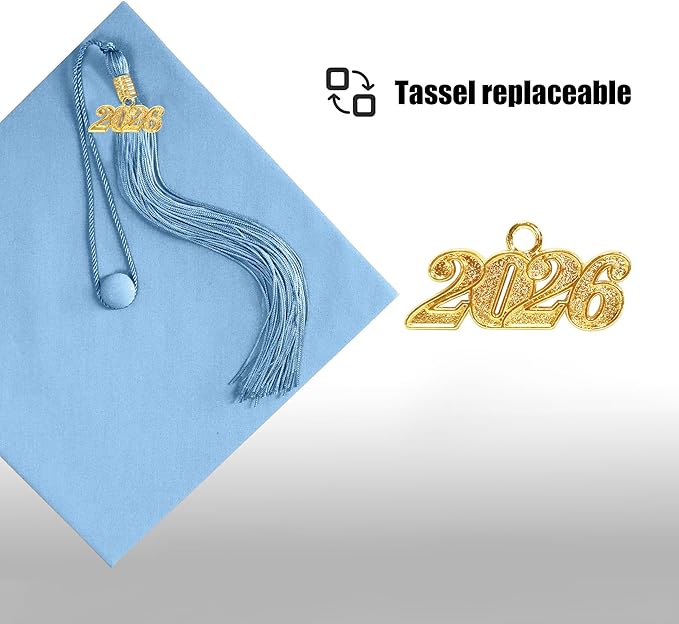 Graduation Cap with 2026 Tassel Year Charm Black Graduation Cap for High School & Bachelor