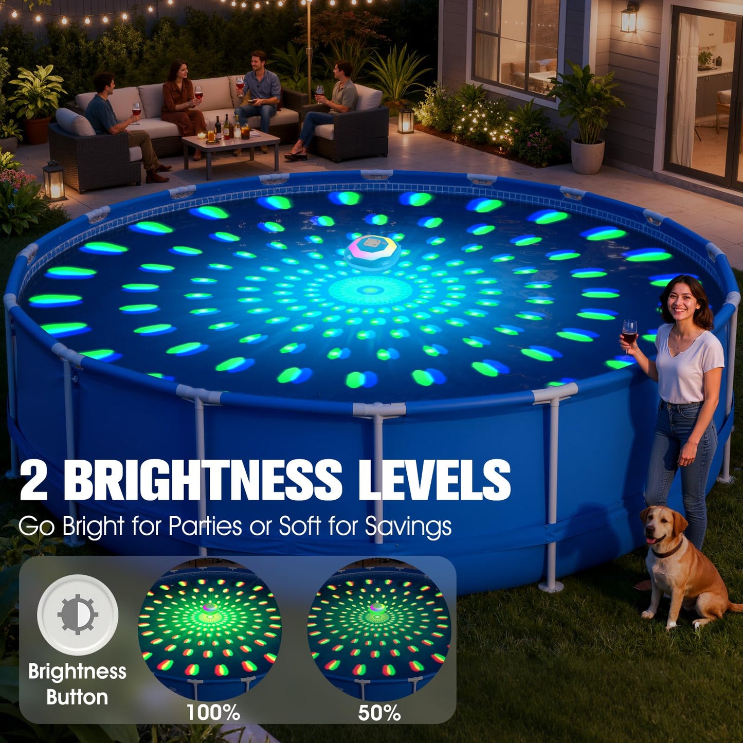 LightHacker Floating Pool Lights,Upgraded Pool Lights That Float,6000mAh Rechargeable Color Changing Pool Lights,IP68 Waterproof LED Lighting for Inground Above Ground Swimming Pools,Hot Tub,Party 1PC