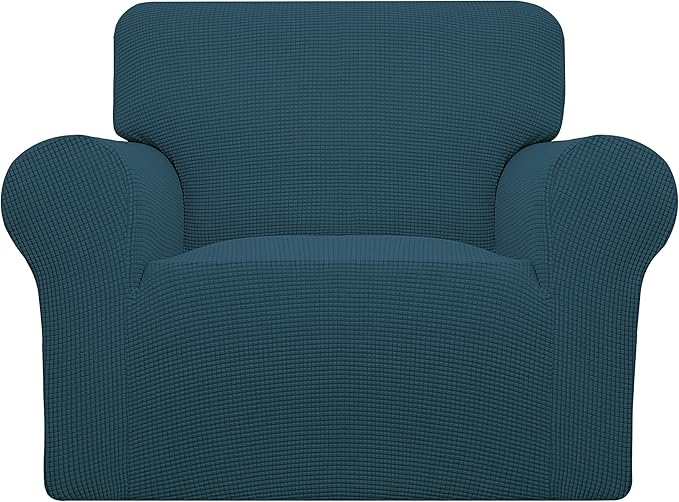 Easy-Going Stretch Oversized Chair Sofa Slipcover 1-Piece Couch Sofa Cover Furniture Protector Soft with Elastic Bottom for Kids Spandex Jacquard Fabric Small Checks Deep Teal