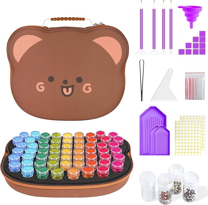 ZORETCO Diamond Painting Storage Containers,60 Slots Diamond Painting Kits,5D Diamond Painting Accessories and Tools for Art Jewelry Bead Rhinestones Organizer