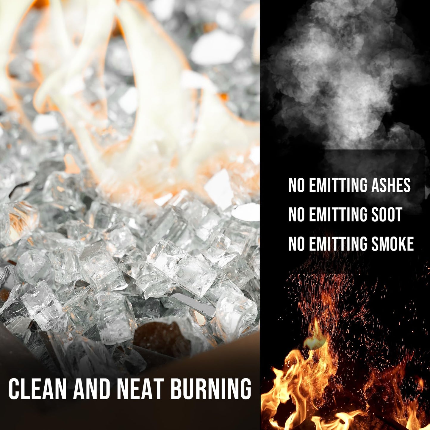 Skyflame 10-Pound Fire Glass for Fireplace Fire Pit and Landscaping, Platinum Reflective, 1/2-Inch