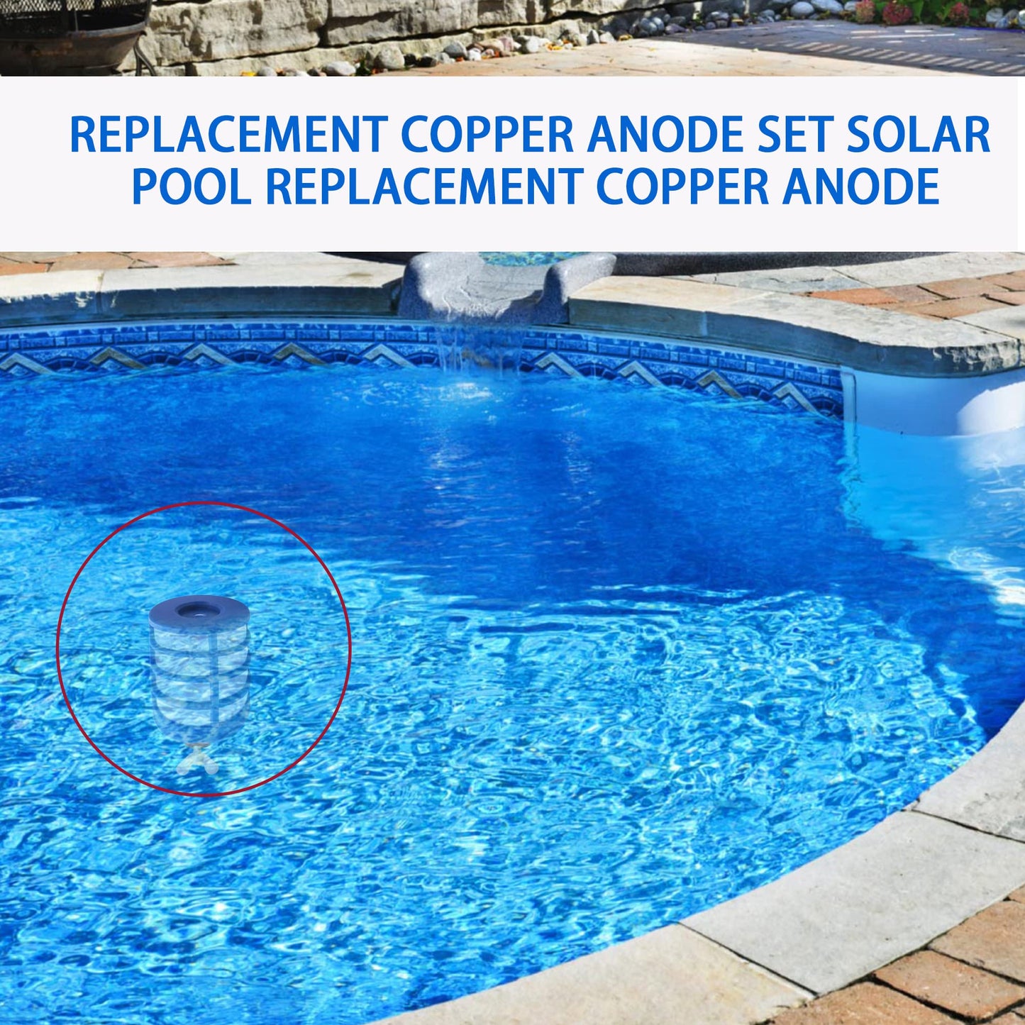Zhitaoxun 6 Pcs Copper Anode Replacement Kit Solar Pool Replacement Copper Anode,4.13 x 0.71 Inch Threaded M6,Includes Copper Anode, Threaded Basket,Spring,Wing Screw