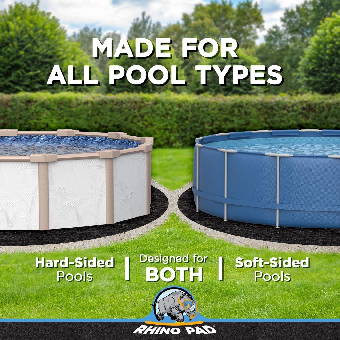 Rhino Pad 18 ft x 33 ft Oval Pool Liner Pad for Above Ground Pools | Durable Puncture Resistant Mat | Effortless to Install | Strong Eco-Friendly Padding | Extends Life of Swimming Pool Liners