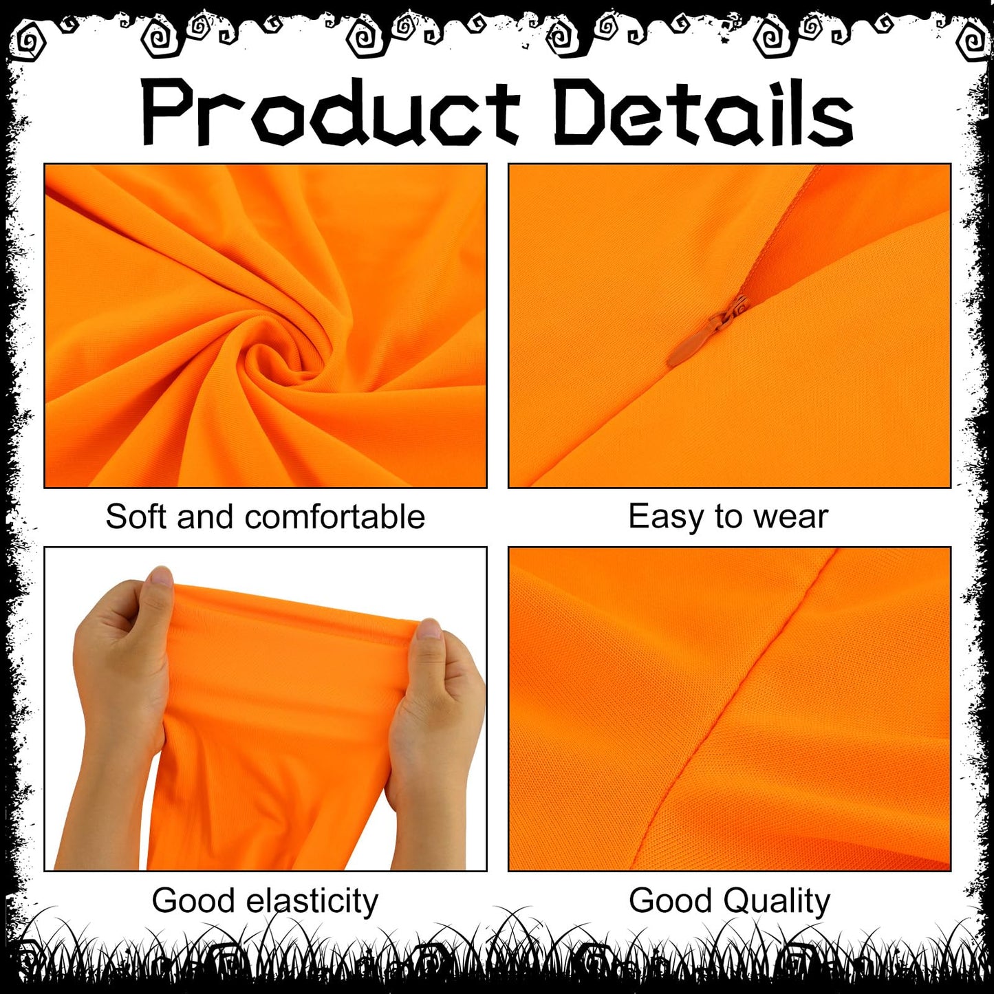 HIYZI Orange Costume Yellow Mustache and Eyebrows Halloween Costume Orange Jumpsuit for Halloween Christmas Festival Party Cosplay Men Women (S)