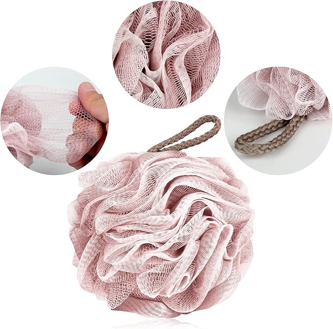 Fu Store Loofah Sponge Shower Loofahs 50g Bath Sponges Mesh Balls 4 Colors for Body Scrubber Exfoliator Wash Back Scrubbers Bathroom Men Women - 4 Pack Cleaning Bathing Accessories