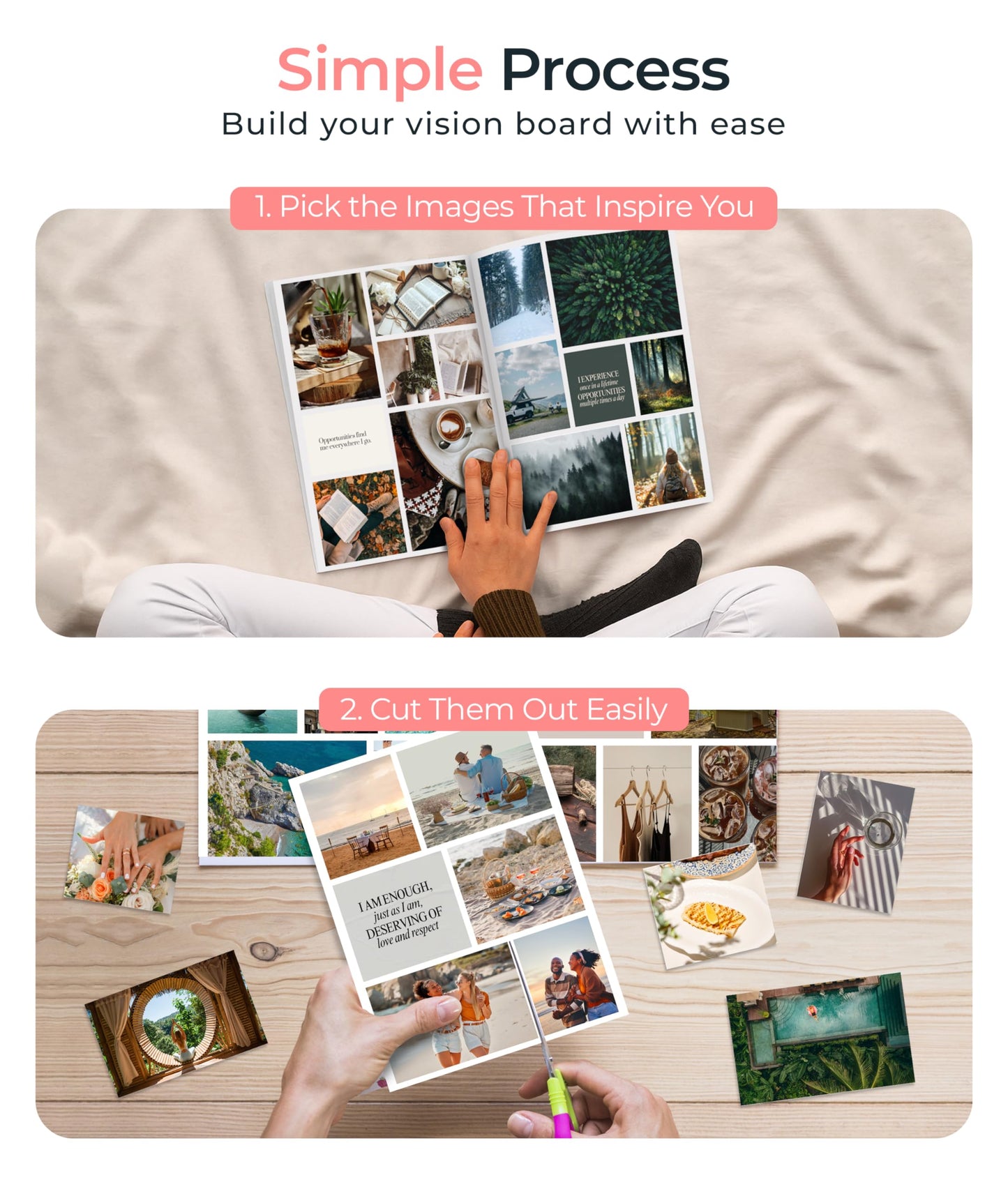 Vision Board Book Magazines with 1000+ Images – Scrapbook Supplies, Crafts for Adults, Clip Board, Junk Journal Supplies, Journaling Supplies, Board Books, Scrapbooking Supplies, Art Kit