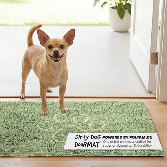 Dog Gone Smart Dirty Dog Doormat - Fast Drying Rug - Plush Mat with Super Gripper Backing for Clean Floors - Absorbent Microfiber and Machine Washable Mat for Muddy Paws - Sage Green