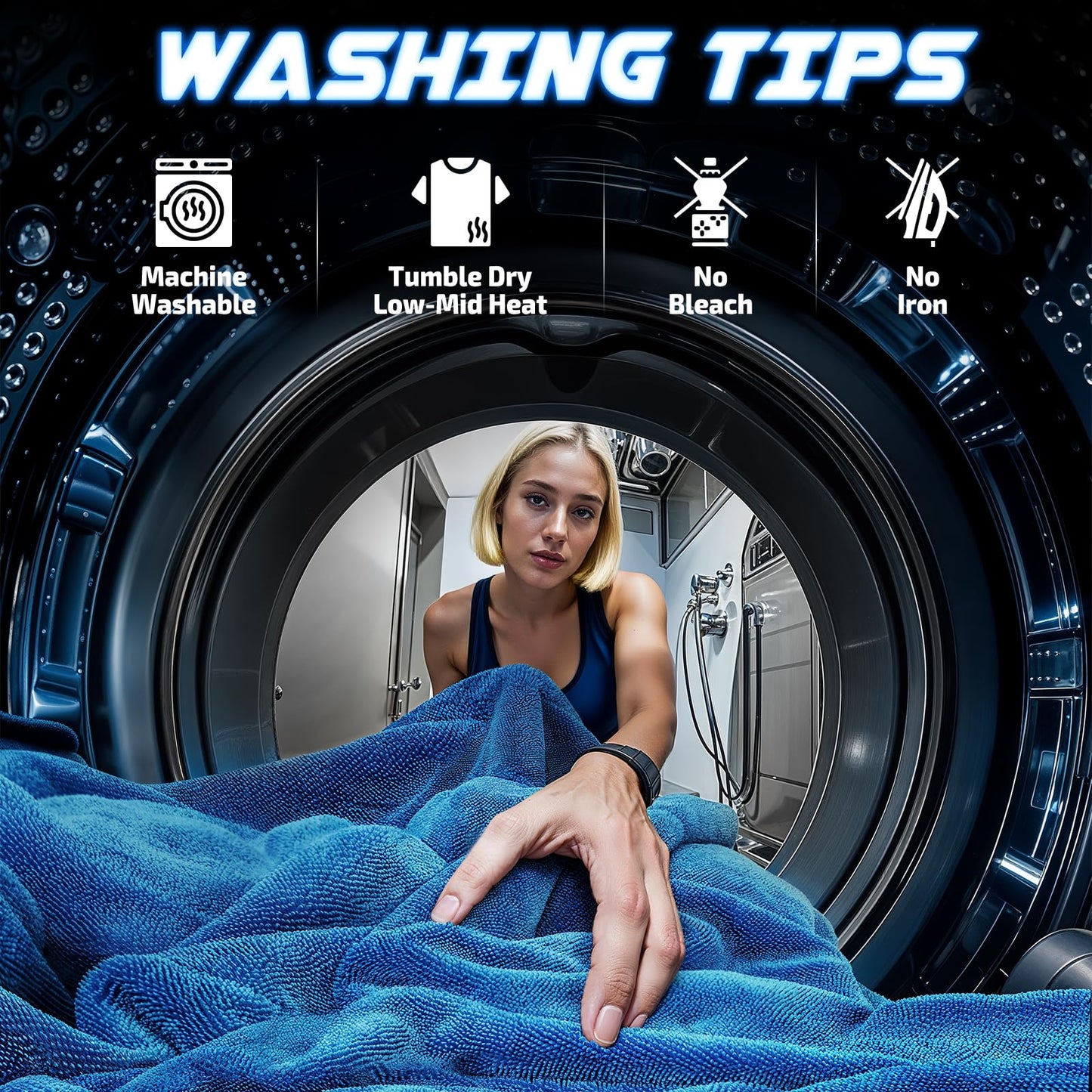SMINDER 2-Pack 1200 GSM Car Drying Towels – Microfiber Towels for Cars (36" x 24"), Ultra-Absorbent, Streak-Free, Scratch-Free, No Water Spots, Double-Twist Pile & Edgeless Design(Blue)