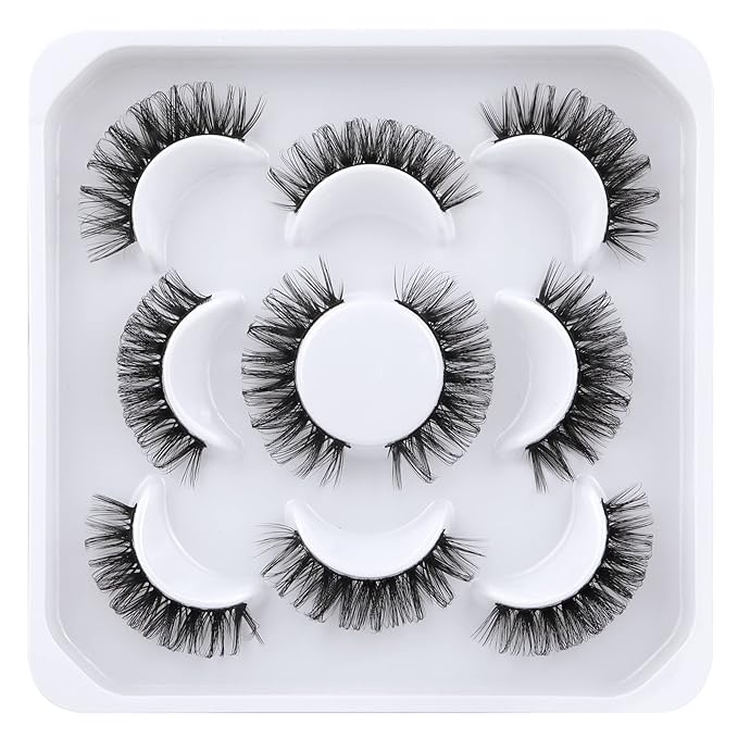 False Lashes Russian Strip Lashes DD Curly False Eyelashes Natural Look Fluffy Fake Eyelashes Pack