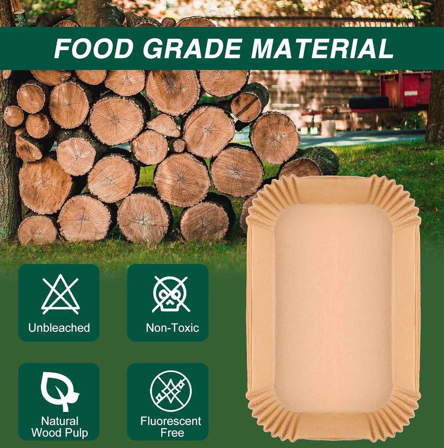 Air Fryer Disposable Paper Liners for Ninja Dual Airfryer Accessories, Non-Stick Parchment Rectangular for Baking, Oil Proof, Water Proof, for Microwave Oven (150PCS, 8.6in x 5.5in）
