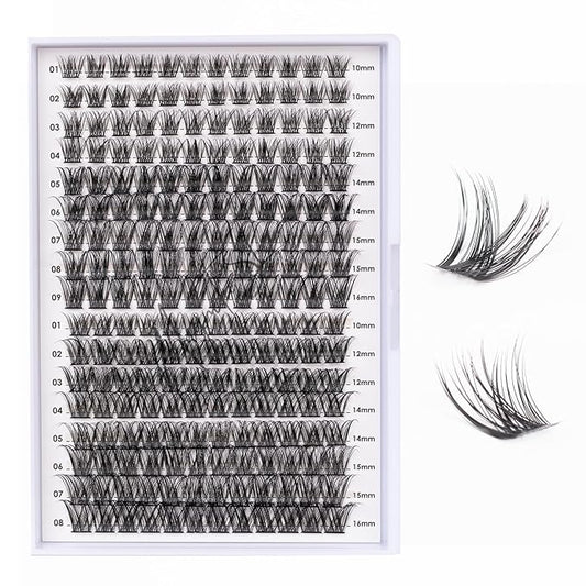 Lash Clusters 204 Pcs Individual Lashes Clusters Eyelash Extensions False Eyelashes DIY Lash Extension Kit Reusable False Eyelashes Natural Look Mix 10-16mm(DM01+DM17)