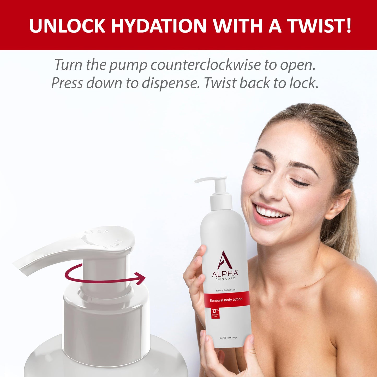 Alpha Skin Care Revitalizing Body Lotion, 12% Glycolic AHA, Simple & Effective Daily Moisturizer Hydroxy Acid, Hydrates & Exfoliates for Soft, Smooth Skin, Anti-Aging, 23 Oz
