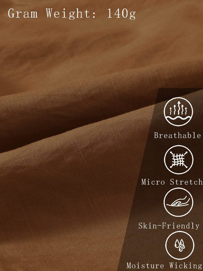 MoFiz Womens Lightweight Quick Dry Cargo Pants Outdoor Summer Travel Casual Sports Hiking Jogger Sweatpants Button Pockets Earthy Yellow 2XL
