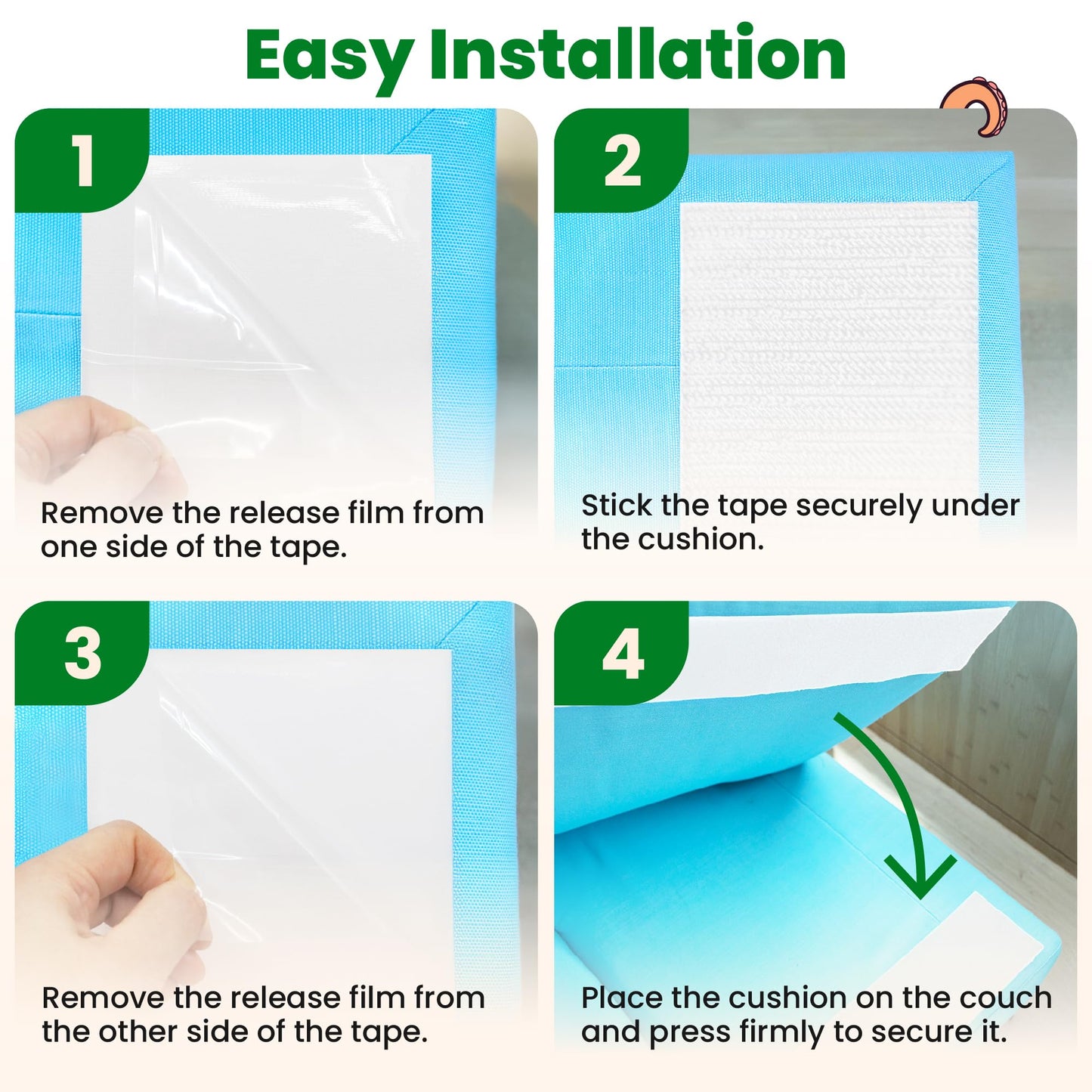 ECOHomes Heavy Duty Strips for Couch Cushions 4 Inch x 6.5 FT Keep Sofa Cushions from Sliding - Adhesive Hook and Loop Tape Roll to Prevent Sliding Couch Cushion, Outdoor Non Slip Furniture Grip White