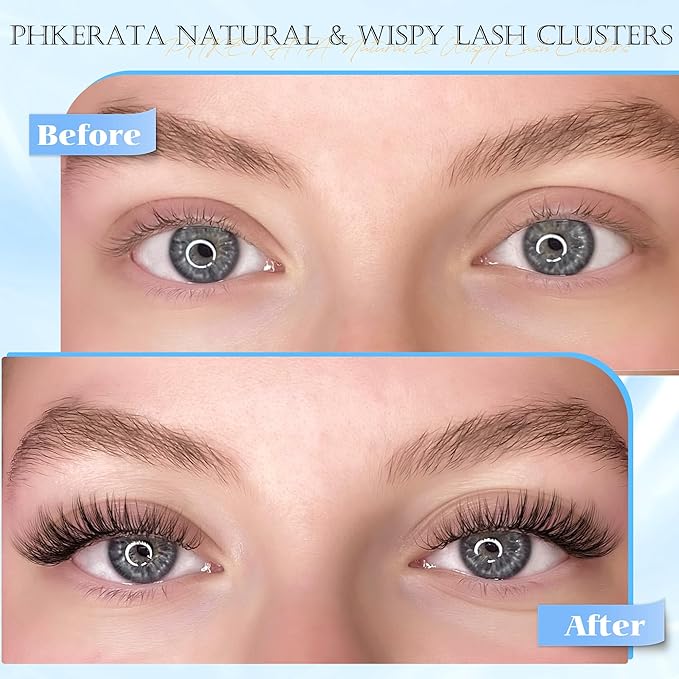 PHKERATA Wispy Eyelash Clusters Natural Lash Clusters 120 pcs Individual Lashes Clusters DIY Cluster Eyelash Extensions with Soft Lash Band, 10-16 mm
