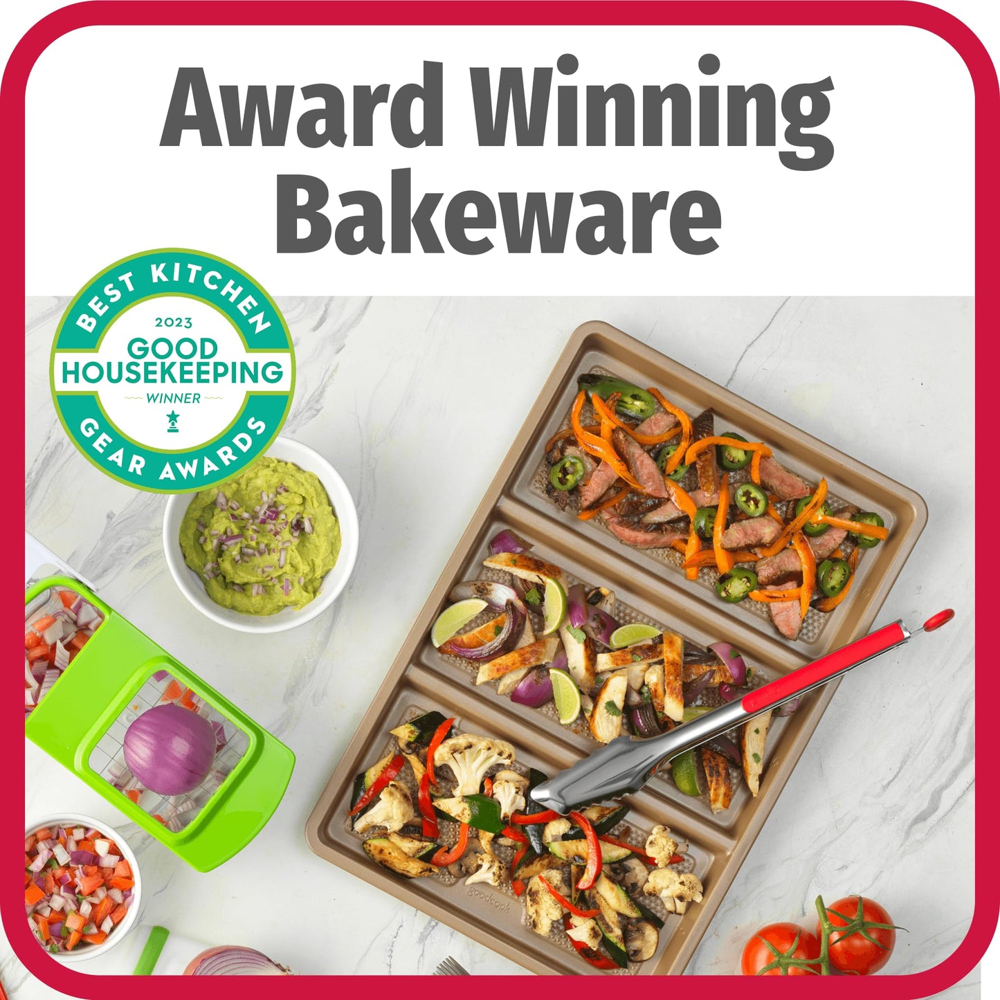 GoodCook 11” x 17” Non-Stick Divided Sheet Pan – 3-in-1 Textured Cooking Pan, Baking Dish, Scratch-Resistant Carbon Steel Oven Pan for Meal Prepping & Sheet Pan Dinners