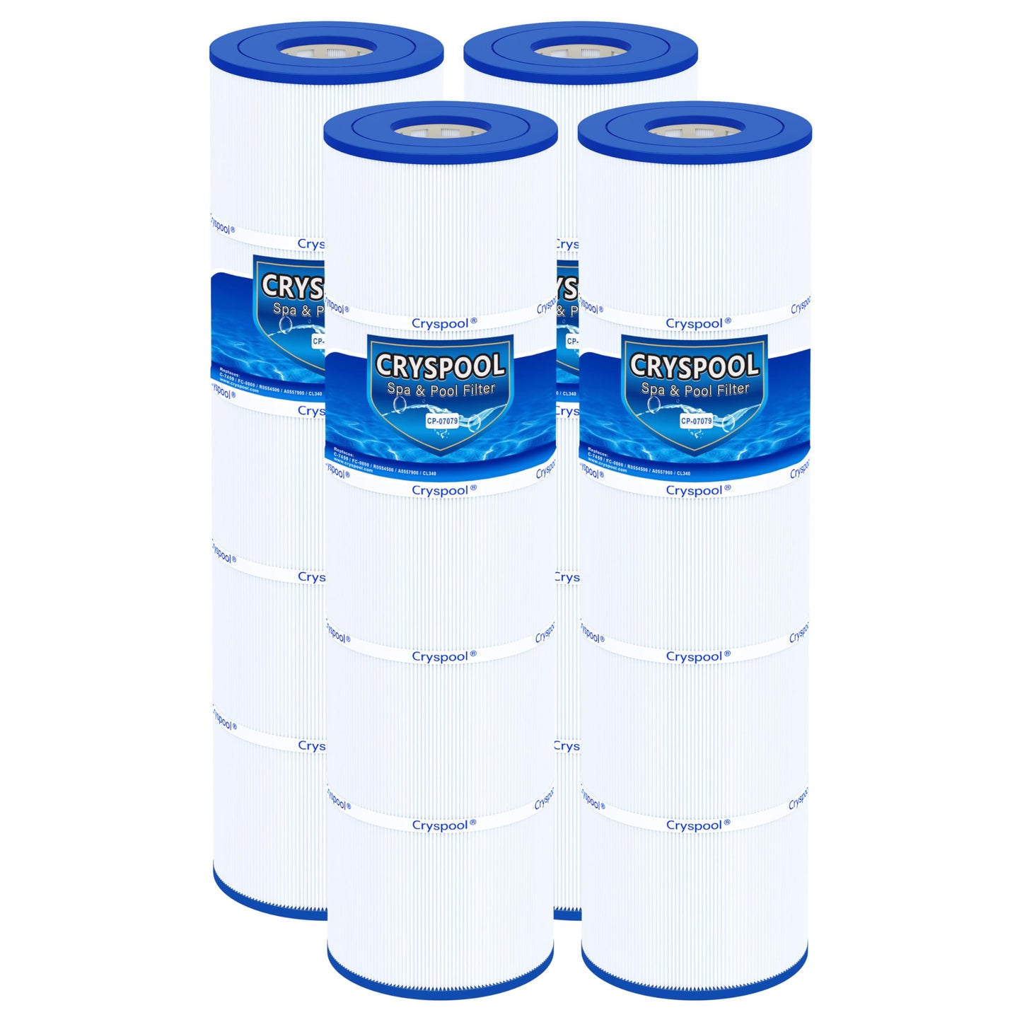 Cryspool® 07079 Filter Compatible with Jandy CL340, CV340, PJAN85, R0554500, C-7459, FC-0800, A0557900, 4×85 Sq. Ft Pool Filter Cartridge, 4 Pack