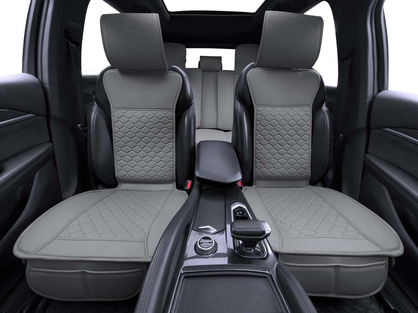 Elantrip Car Seat Cover Full Set Leather Car Seat Protector Universal fit for Most Cars SUVs and Trucks Water Proof Front and Rear Seat Protector Gray