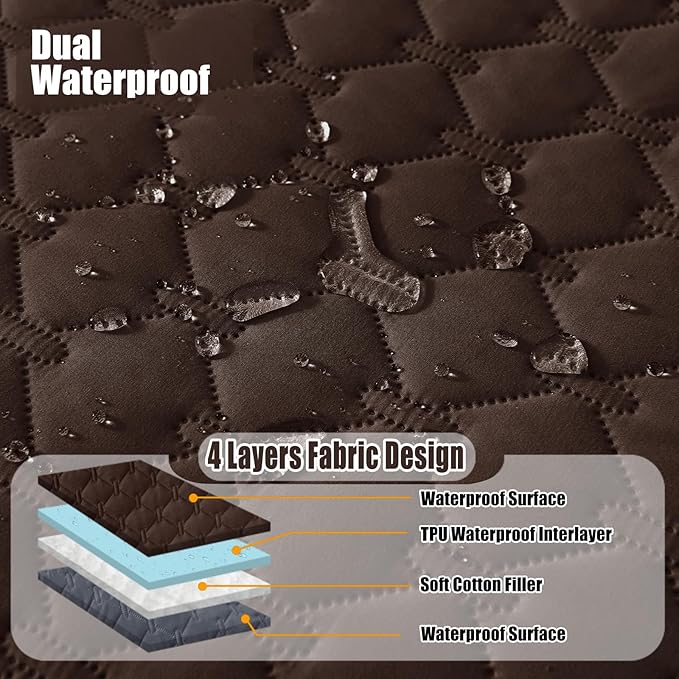 Smiry Waterproof Dog Bed Cover Blanket, Soft Reversible Pet Blanket, Washable Leakproof Cats Dogs Couch Cover for Sofa, Couch, Furniture (30x53 Inch, Chocolate/Dark Grey)