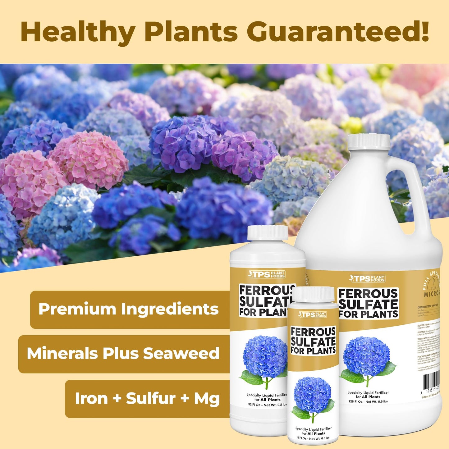 Ferrous Sulfate for Plants – Liquid Iron Sulfate for Plants for Greener Leaves, Improved Chlorophyll Production & Reduced Yellowing, 1 Gallon