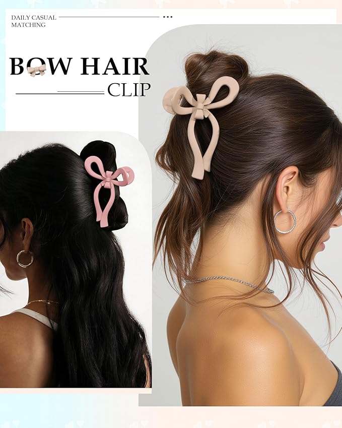 4 PCS Bow Hair Clips for Women Bow Claw Clip 5" Extra Large Hair Claw Clips for Thick and Long Hair Cute Bows Big Clip