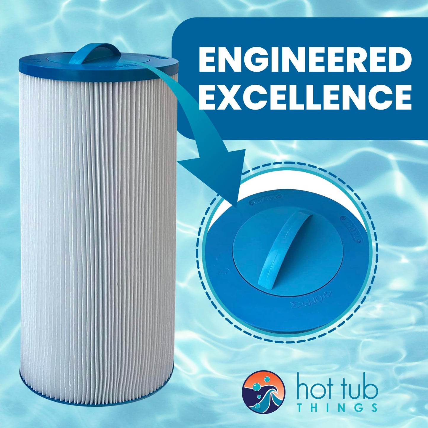 Jacuzzi ProClear 6000-383AJ Hot Tub Replacement Filter Cartridge Fits J-300, J-400, J-500, J-LX (2002+) - Hydro Filter with Twist-Off Cap, OEM Accessories & Replacement Parts, 60 Sq Ft, 1 Pack