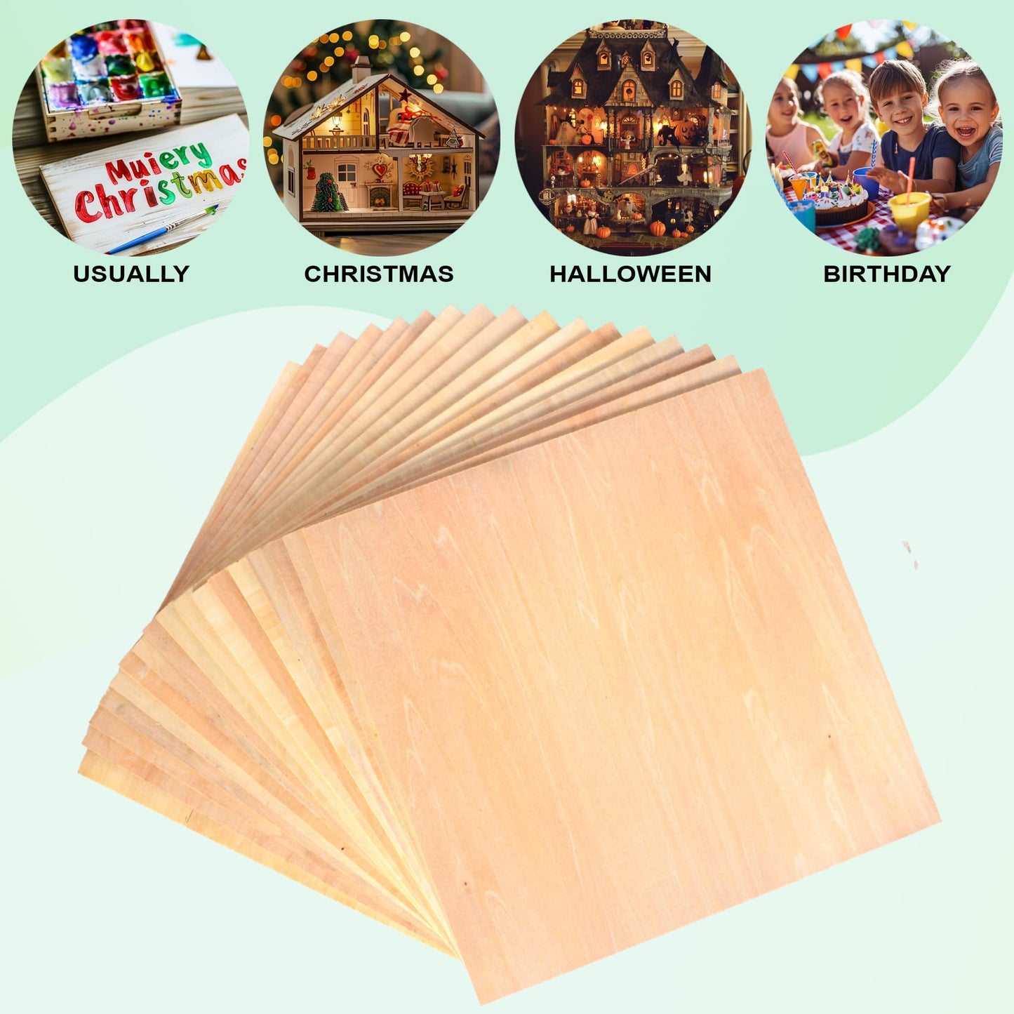 40 Pack 12x12x1/8 Basswood Sheets for Crafts, 3mm Plywood, Unfinished Wood, DIY Ornaments, Model Engraving, Laser Cutting, Architectural Models, Drawing, Wood Burning