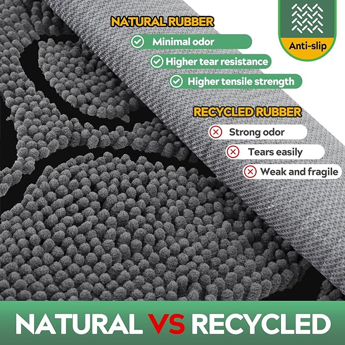 Dog Door Mat for Muddy Paws, Pet Rug Chenille Absorbent Outdoor Doormat 71"x 25", Non Slip Heavy Indoor Doormat Soft Front Inside Doormats for Entryway, Mud Paws, Patio,Dog Paw Black Grey