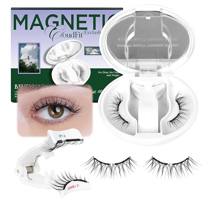 BEYELIAN Portable Magnetic Eyelashes with Applicator Kit All-In-One Box, Upgrade Soft Reusable Magnetic Lashes, No Glue Needed False Eyelashes AYT27 (Lightweight & Comfortable)