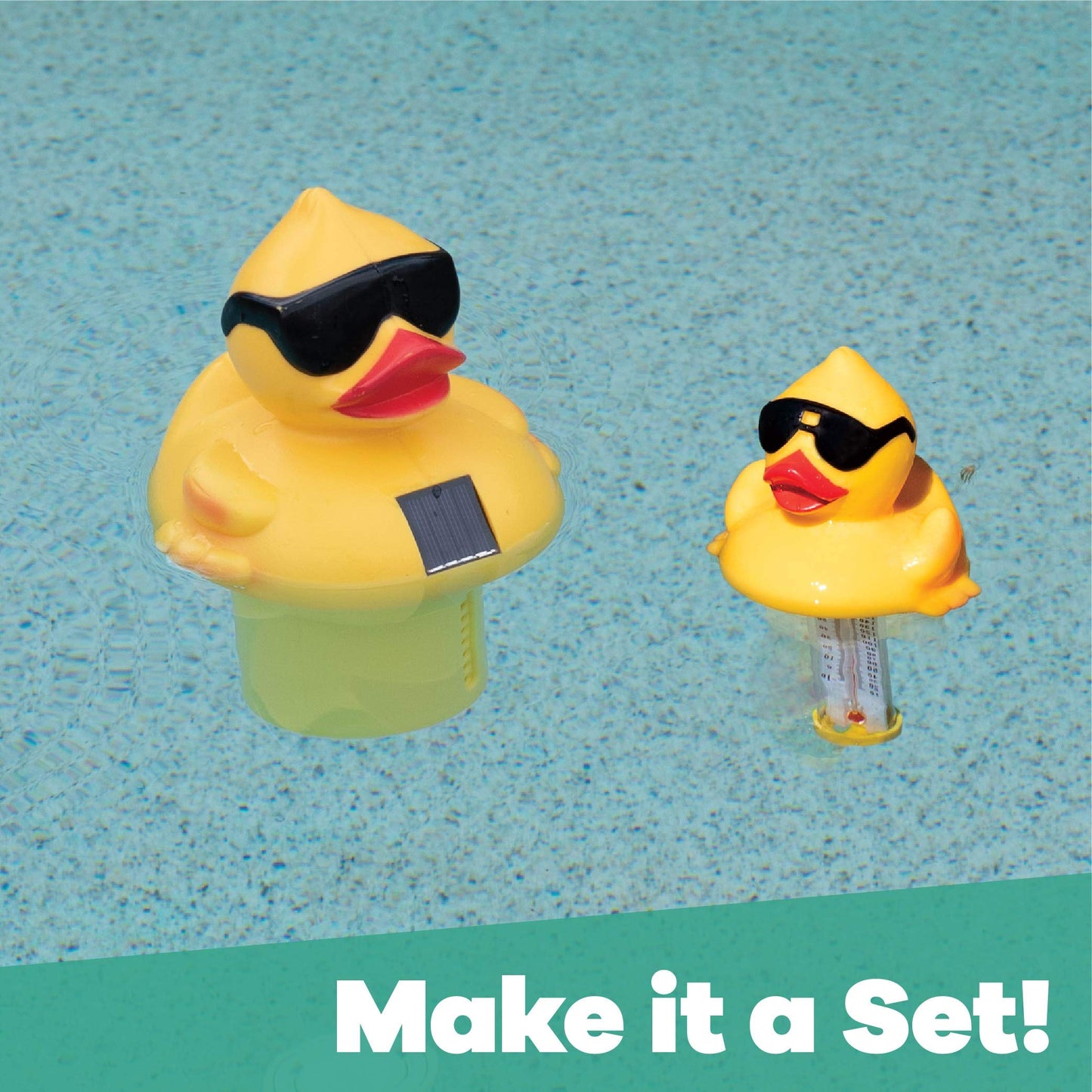 Game Solar Light-Up Floating Pool Chlorine Dispenser – Derby Duck Design, Adjustable Control Ring, Holds Up to 3 x 3” Chlorine Tablets, for Above-Ground & In-Ground Pools