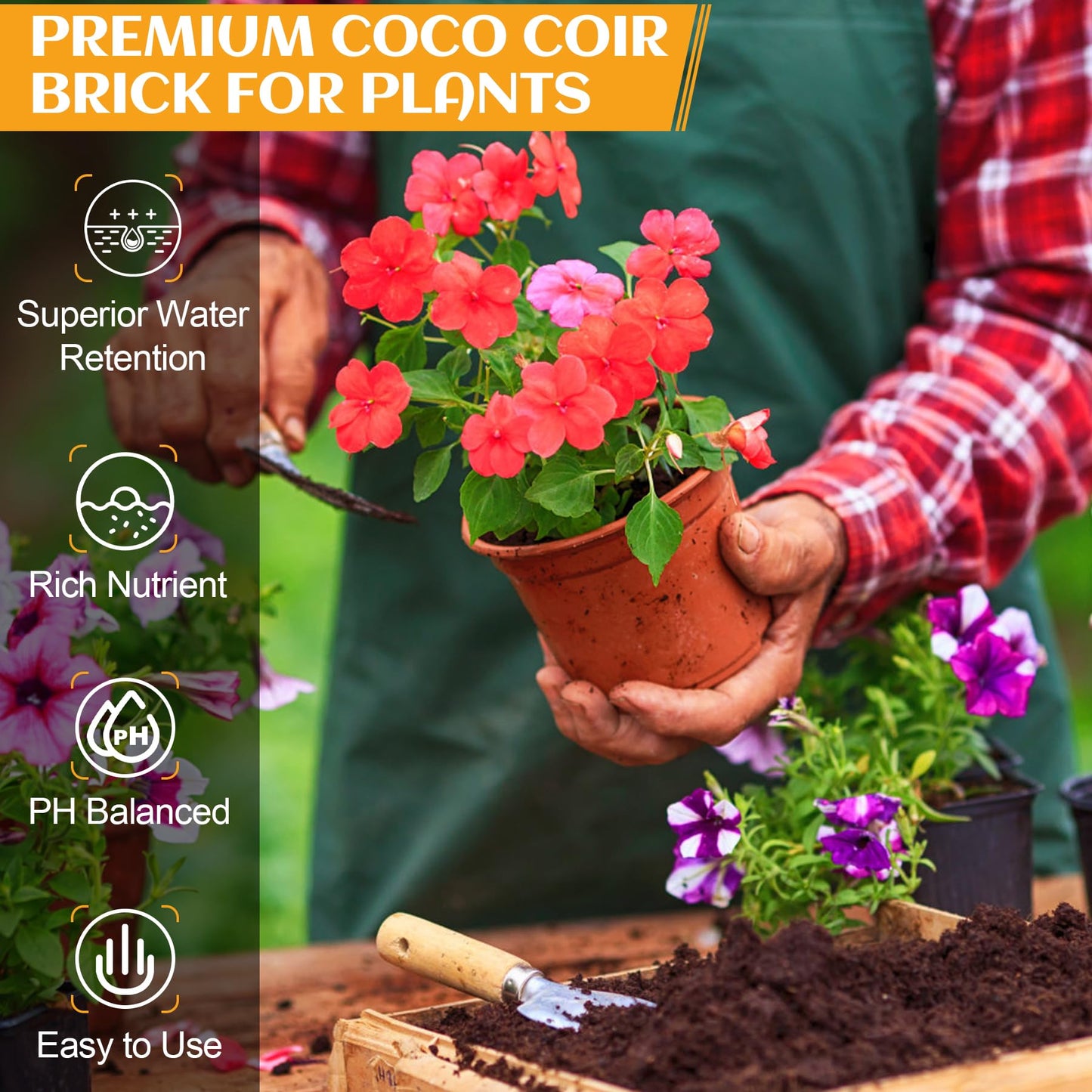 Organic Coco Coir 6 Pcs Compressed Coconut Coir Bricks Coconut Fiber Husk Substrate Mulch Coconut Bark Core Growing Medium Peat Moss Soil High Nutrition for Plants Gardening Seed Starting Soil Mix