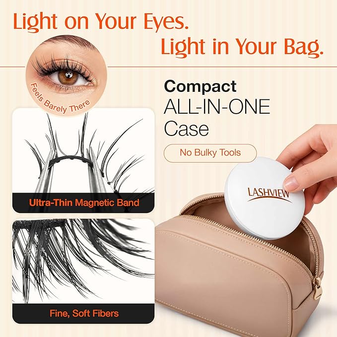 LASHVIEW Upgrade Magnetic Eyelashes with Applicator, No Glue Needed Natural Wispy Magnetic Lashes, Reusable Soft Magnetic False Eyelashes, Cat Eye Look Easy to Wear & Remove (YT26)