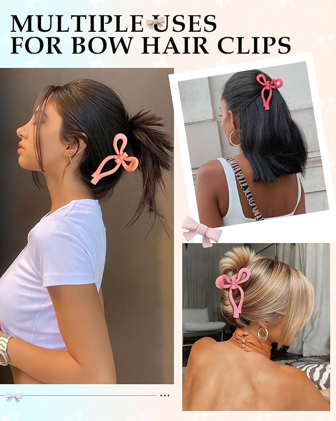4 PCS Bow Hair Clips for Women Bow Claw Clip 5" Extra Large Hair Claw Clips for Thick and Long Hair Cute Bows Big Clip
