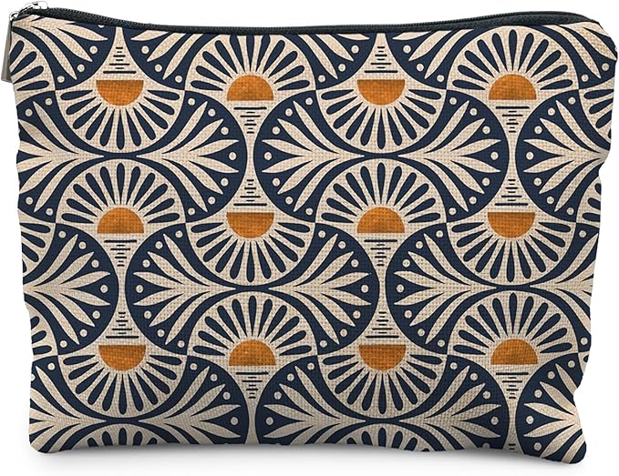 Boho Makeup Bag Gifts for Women, Sunset Leaf Aesthetic Makeup Pouch