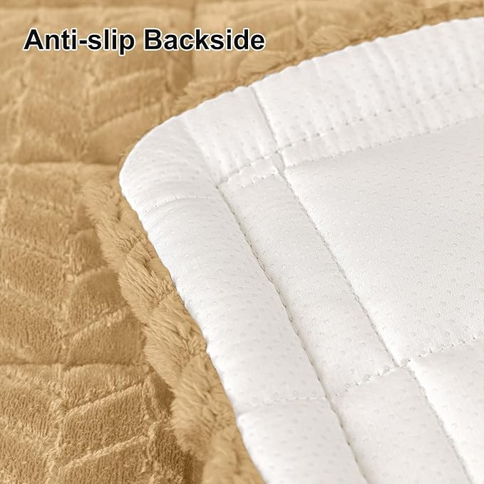 Smiry Non Slip Couch Armrest Covers for Dogs, Fuzzy Pet Couch Arm Covers for Sofa Pet Friendly, Soft Sofa Slipcovers Recliner Chair Arm Protector Washable (Camel, 27.6" x 27.6")