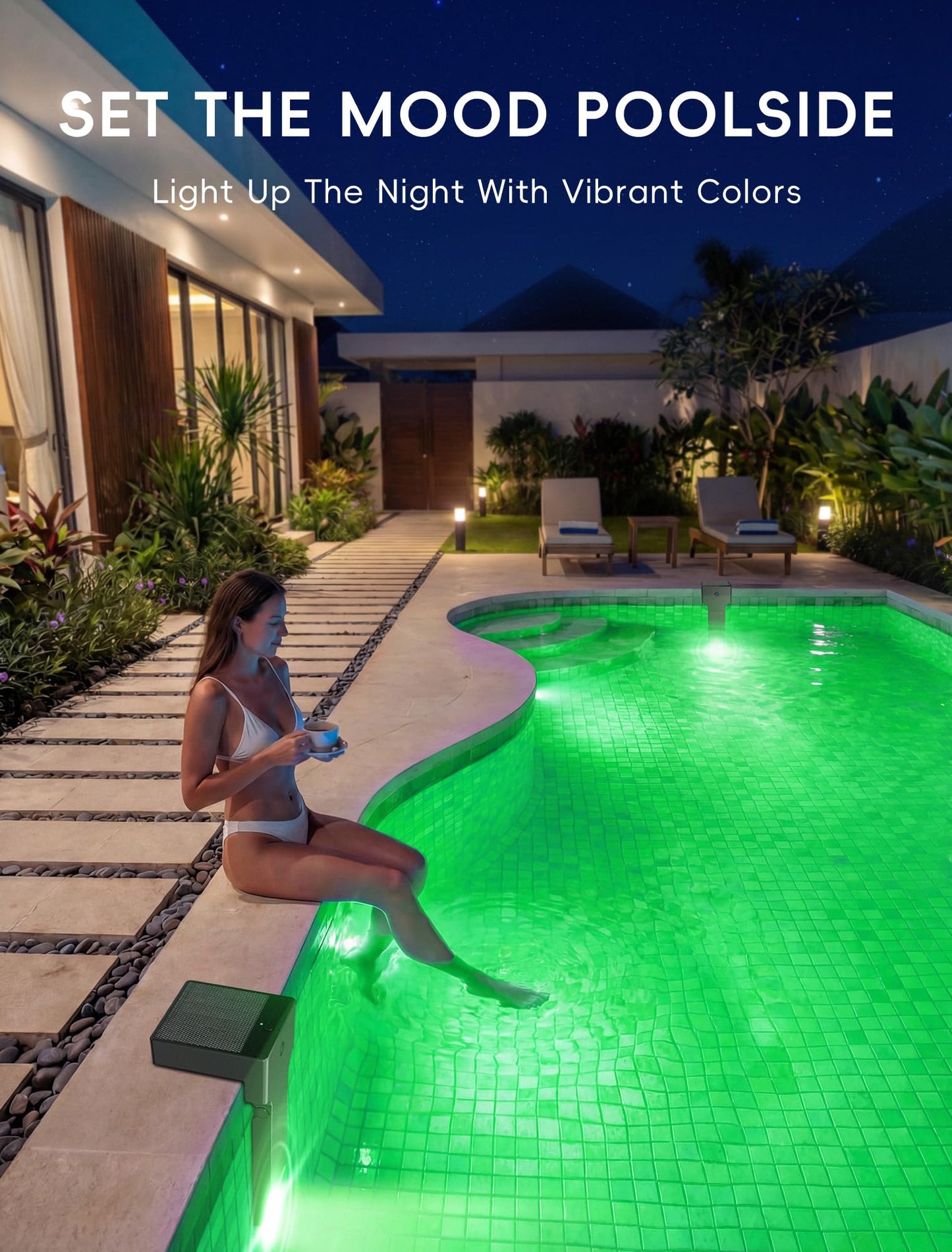 POOLHOUR Solar Pool Lights for Inground Pools Only, Waterproof LED Underwater Submersible Light with Remote & Timer, 10-Color RGB 4-Mode Poolside Solar Lights, 1 Pack