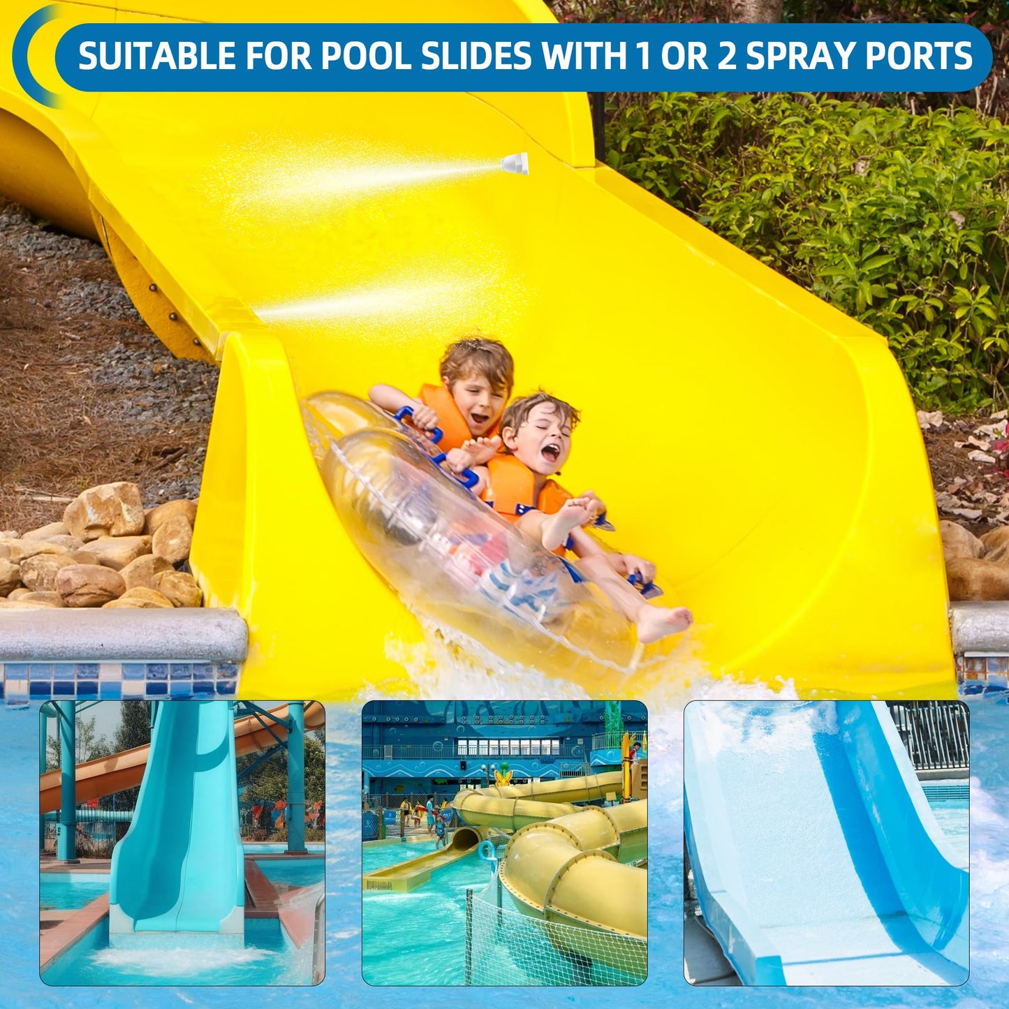 Calvana Pool Slide Water Sprayer Kit 2 Water Spray Nozzles and 1 Water Hose Connector - Elevate Your Splash Experience with Customizable Fun