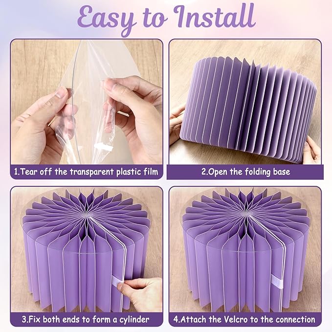 6Pcs Buffet Risers, Food Risers for Table, Foldable Cake Display Stands, Tall Cardboard Cupcakes Stand for Show Catering Desserts Jewelry Wedding Birthday Party Decoration (Purple)