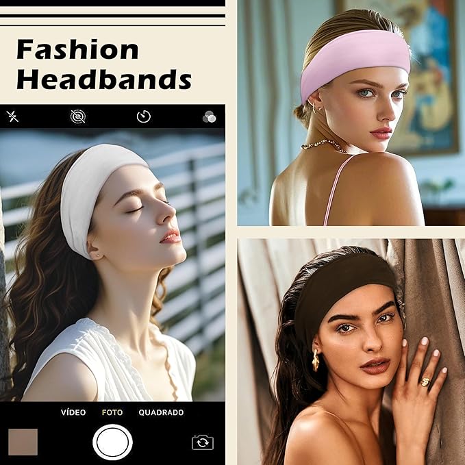 Headbands for Women, 12PCS Wide Stretchy Sports Hair Bands, Elastic Soft Fashion Head Bands, Non-Slip Running Sweatbands for Fashion, Washing Face, Workouts, Yoga, Daily Use