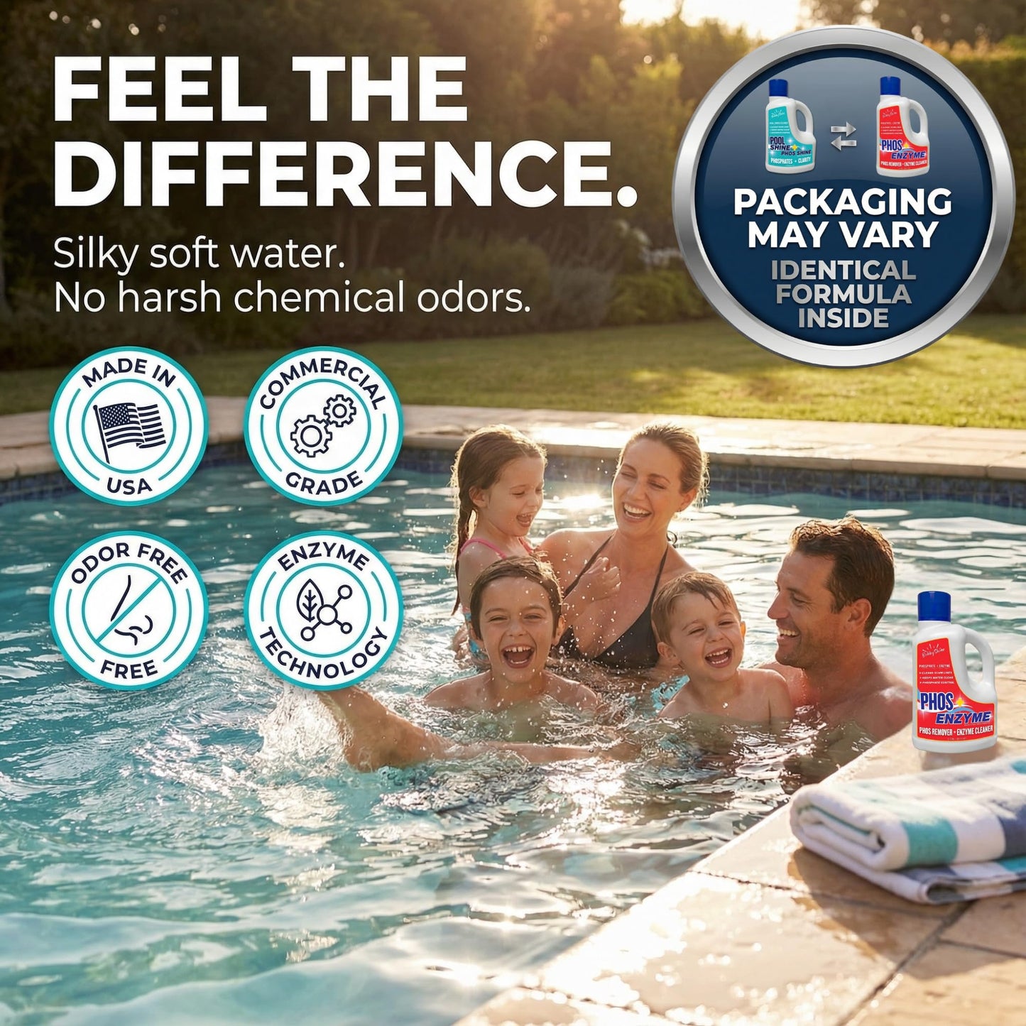 Pool Phosphate Remover and Pool Clarifier Enzyme, Weekly Pool Treatment, Saltwater Safe Pool Chemicals for Inground & Above Ground Pools, 3 Liter – BubbyShine